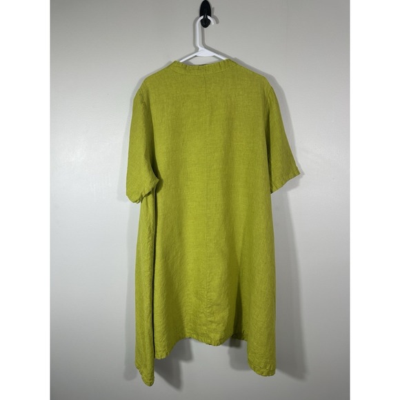 Bryn Walker Dress Womens XL Green Linen Button Front Lagenlook Tunic Oversized - Picture 2 of 11